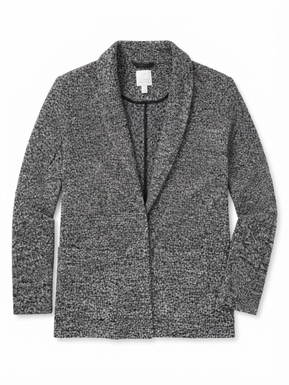 LC Lauren Conrad Black White Tweed Knit Blazer Cardigan Jacket (Size XL)